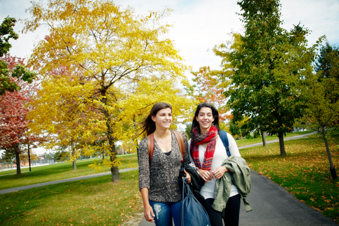 Students walking in campus.