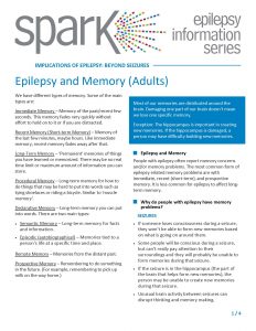 A .pdf file overviewing memory challenges that can be faced by people living with epilepsy.